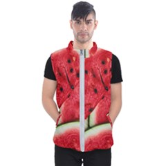 Watermelon, Fruit, Green, Red Men s Puffer Vest