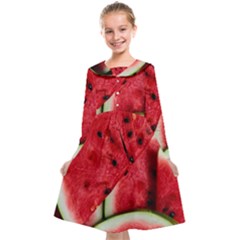 Watermelon, Fruit, Green, Red Kids  Midi Sailor Dress