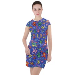 Grateful Dead Dancing Bears Pattern Drawstring Hooded Dress by Salmanaz77