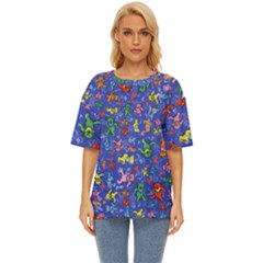 Grateful Dead Dancing Bears Pattern Oversized Basic T-shirt