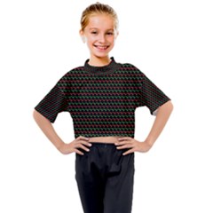 Geometric Abstract Pattern Line Kids Mock Neck T-shirt