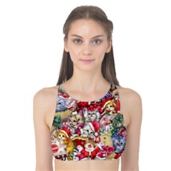 Pattern Kitten Christmas Tank Bikini Top