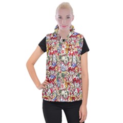 Pattern Kitten Christmas Women s Button Up Vest