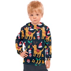 Funny Christmas Pattern Background Kids  Hooded Pullover