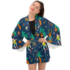 Colorful Funny Christmas Pattern Long Sleeve Kimono