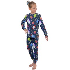 Colorful Funny Christmas Pattern Kids  Long Sleeve Set 