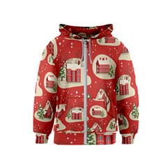 Christmas New Year Seamless Pattern Kids  Zipper Hoodie