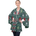 Beautiful Knitted Christmas Pattern Long Sleeve Velvet Kimono  View1