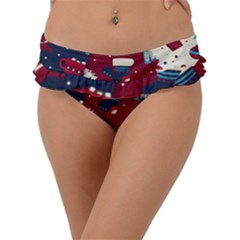 Flat Design Christmas Pattern Collection Art Frill Bikini Bottoms