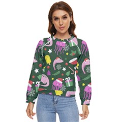 Dinosaur Colorful Funny Christmas Pattern Women s Long Sleeve Raglan T-shirt