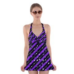 Christmas Paper Star Texture Halter Dress Swimsuit 