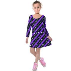 Christmas Paper Star Texture Kids  Long Sleeve Velvet Dress