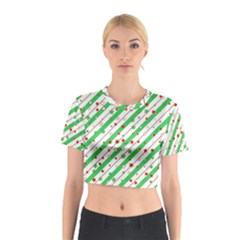 Christmas Paper Stars Pattern Texture Background Colorful Colors Seamless Cotton Crop Top