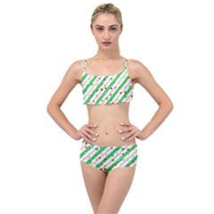 Christmas Paper Stars Pattern Texture Background Colorful Colors Seamless Layered Top Bikini Set