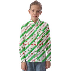 Christmas Paper Stars Pattern Texture Background Colorful Colors Seamless Kids  Long Sleeve Shirt