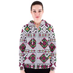 Ukrainian Folk Seamless Pattern Ethnic Ornament Border Element Traditional Women s Zipper Hoodie