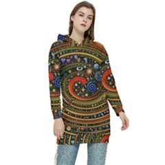 Swirl Vortex Emoji Cyclone Motion Art Women s Long Oversized Pullover Hoodie