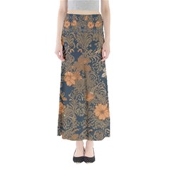 Seamless Pattern Patterns Leaves Vintage Full Length Maxi Skirt by Paksenen