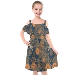 Seamless Pattern Patterns Leaves Vintage Kids  Cut Out Shoulders Chiffon Dress