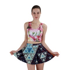 Fractal Triangle Geometric Abstract Pattern Mini Skirt