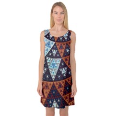 Fractal Triangle Geometric Abstract Pattern Sleeveless Satin Nightdress