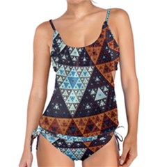 Fractal Triangle Geometric Abstract Pattern Tankini Set