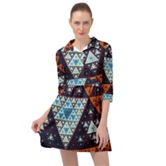 Fractal Triangle Geometric Abstract Pattern Mini Skater Shirt Dress