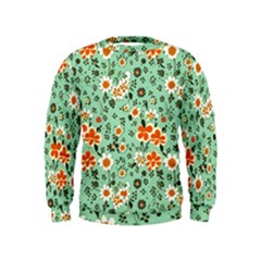 Retro 1960s Flowers Pattern 3 Kids  Sweatshirt