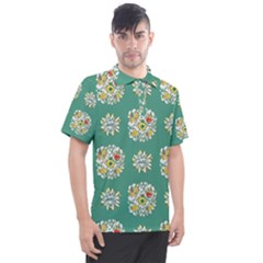 Retro 1960s Flowers Pattern 2 Men s Polo T-shirt