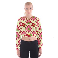 Retro 1960s Flowers Pattern 4 Cropped Sweatshirt