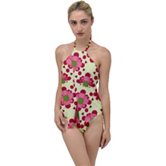 Retro 1960s Flowers Pattern 4 Go With The Flow One Piece Swimsuit by patterns123