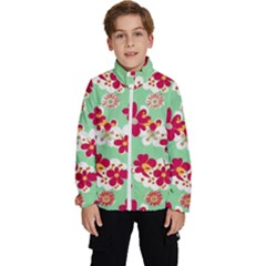 Retro 1960s Flowers Pattern Kids  High Neck Windbreaker by patterns123