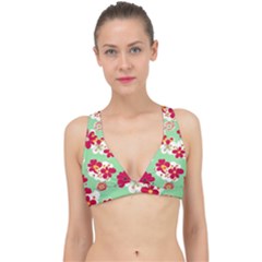 Retro 1960s Flowers Pattern Classic Banded Bikini Top