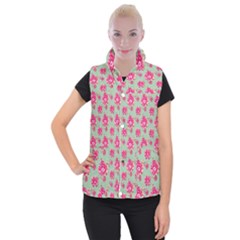 Retro 1880s Flowers Pattern 11 Women s Button Up Vest