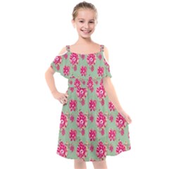 Retro 1880s Flowers Pattern 11 Kids  Cut Out Shoulders Chiffon Dress