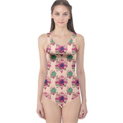 Retro 1880s Flowers Pattern 10 One Piece Swimsuit