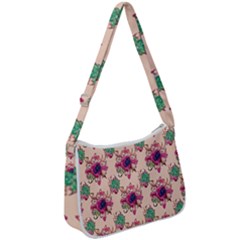 Retro 1880s Flowers Pattern 10 Zip Up Shoulder Bag