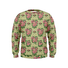 Retro 1880s Flowers Pattern 9 Kids  Sweatshirt