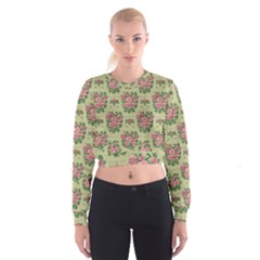 Retro 1880s Flowers Pattern 9 Cropped Sweatshirt