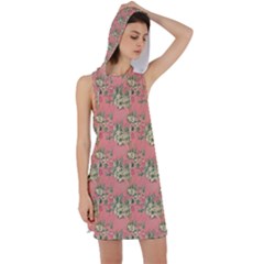 Retro 1880s Flowers Pattern 12 Racer Back Hoodie Dress