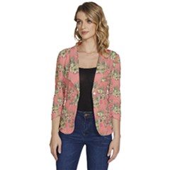 Retro 1880s Flowers Pattern 12 Women s One-button 3/4 Sleeve Short Jacket by patterns123