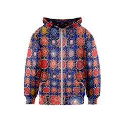 Retro Geometric Shapes And Flowers 3 Kids  Zipper Hoodie