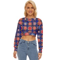 Retro Geometric Shapes And Flowers 3 Lightweight Long Sleeve Sweatshirt