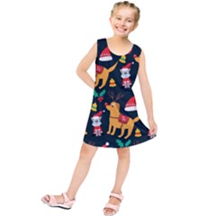 Funny Christmas Pattern Background Kids  Tunic Dress