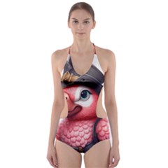 Kawaii Pink Parrot Pirate Cut-out One Piece Swimsuit