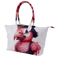 Kawaii Pink Parrot Pirate Canvas Shoulder Bag by KawaiiArtStyle