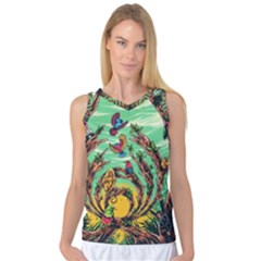 Monkey Tiger Bird Parrot Forest Jungle Style Women s Basketball Tank Top by Grandong