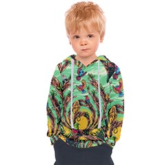 Monkey Tiger Bird Parrot Forest Jungle Style Kids  Overhead Hoodie by Grandong