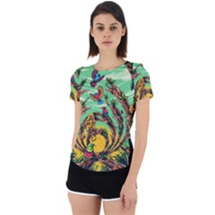 Monkey Tiger Bird Parrot Forest Jungle Style Back Cut Out Sport T-shirt by Grandong