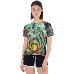 Monkey Tiger Bird Parrot Forest Jungle Style Open Back Sport T-shirt by Grandong